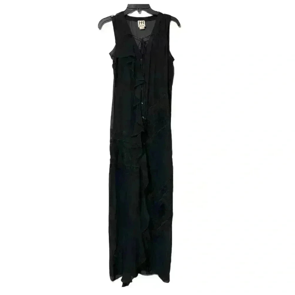 Haute Hippie Silk Sheer Maxi Dress Size XS Black Party Cocktail Elegant - Picture 3 of 15